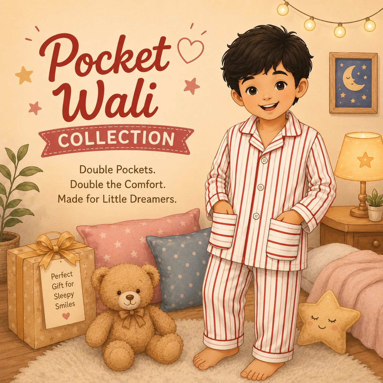 Pocket Wali – kids night suits with pockets by Tippy Top