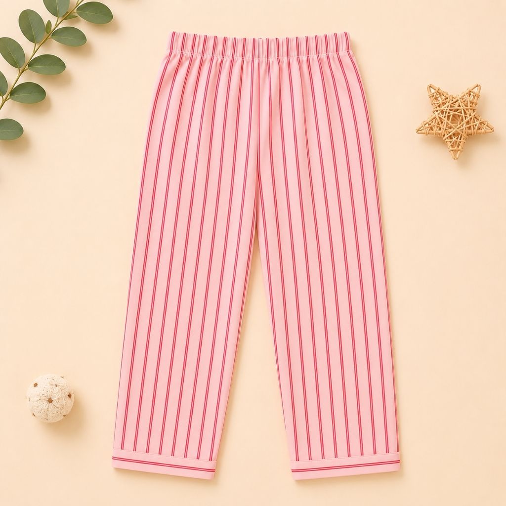 Girls red striped night suit – side view