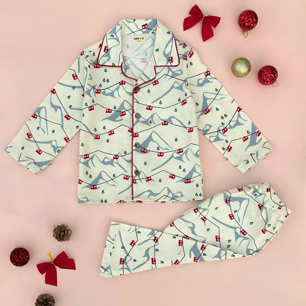 Flannel Pajama Set – Cable Car Print Nightsuit