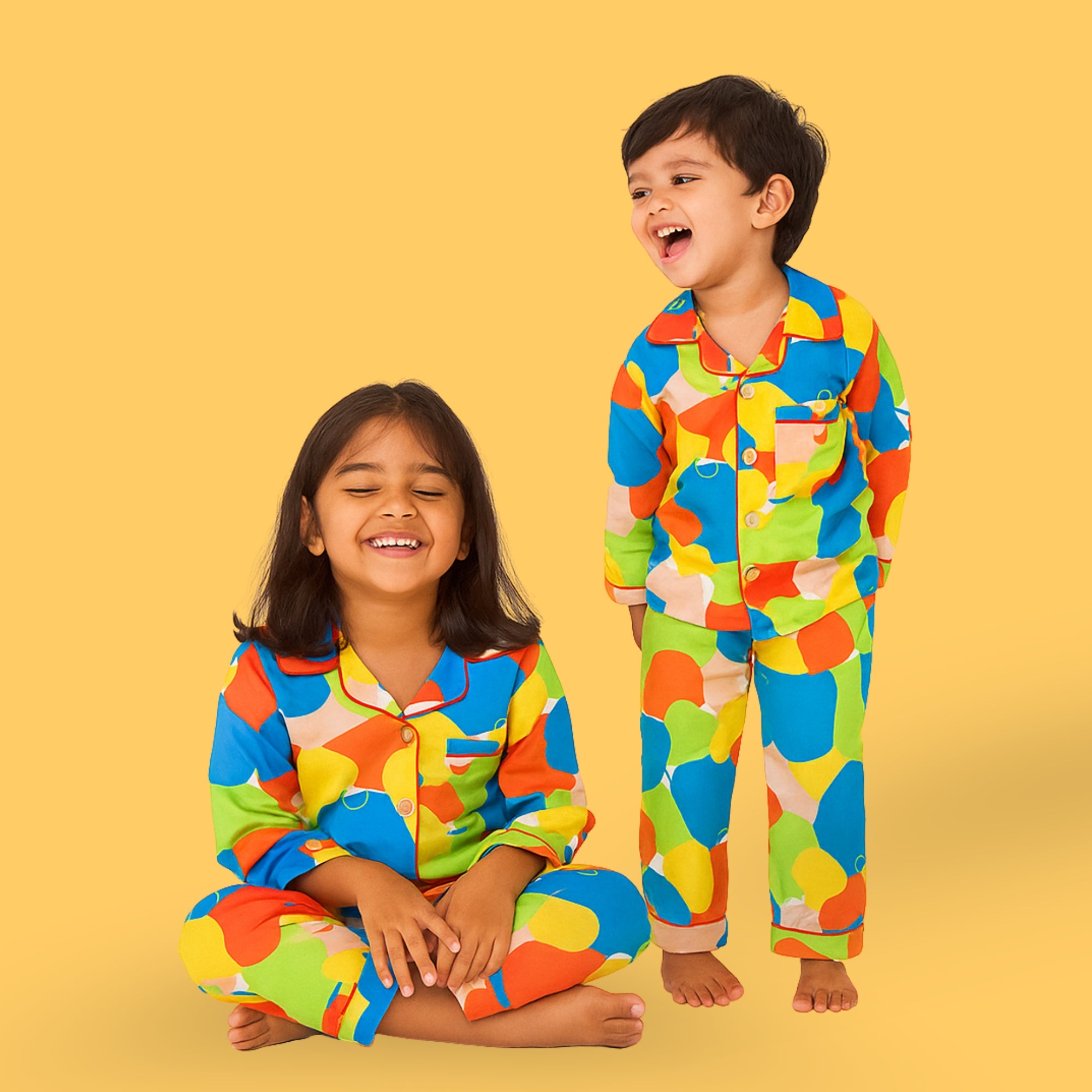 Cotton Multicolor Circles Printed Nightsuit Set