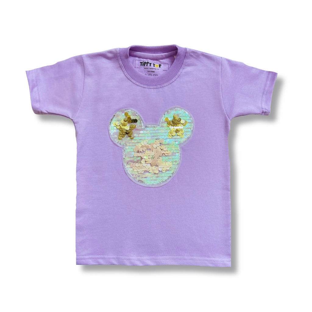 Kids Lilac Sequin Mickey T-Shirt