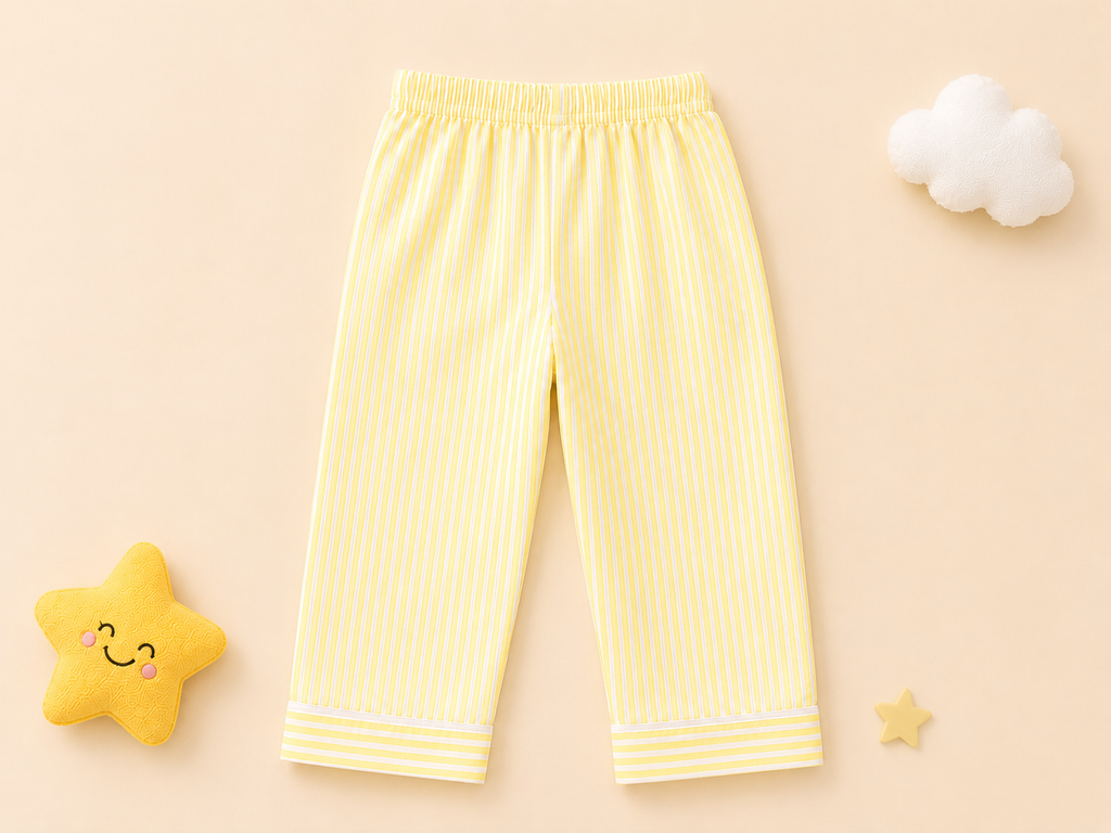 Kids yellow striped star patch night suit – side view