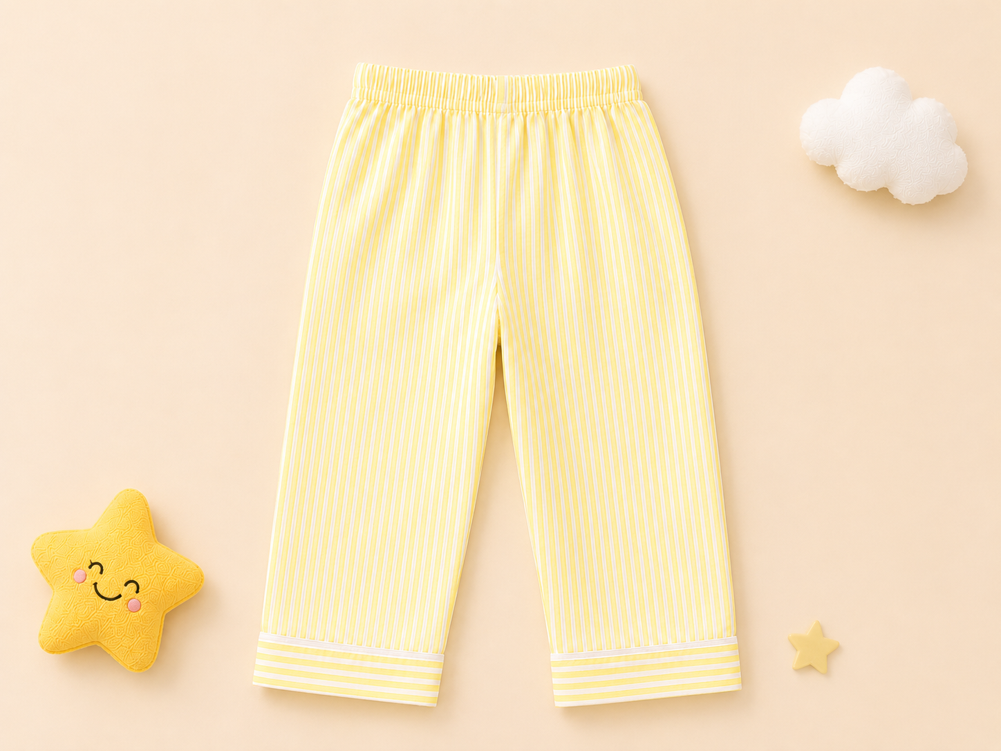 Yellow Striped Night Suit with a Star Patch