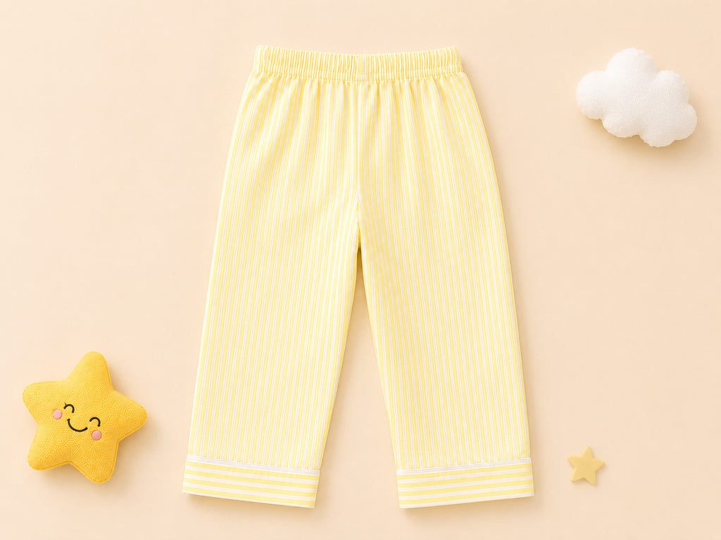 Kids yellow striped star patch night suit – back view