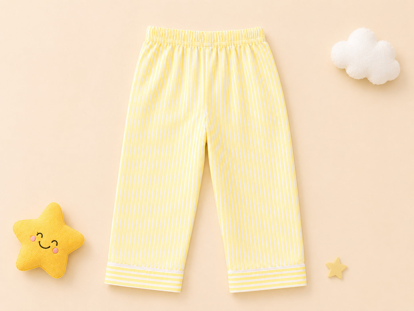 Kids yellow striped star patch night suit – back view