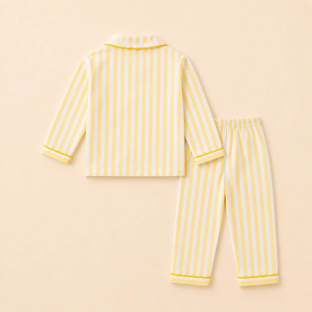 Kids yellow striped patch night suit – side view
