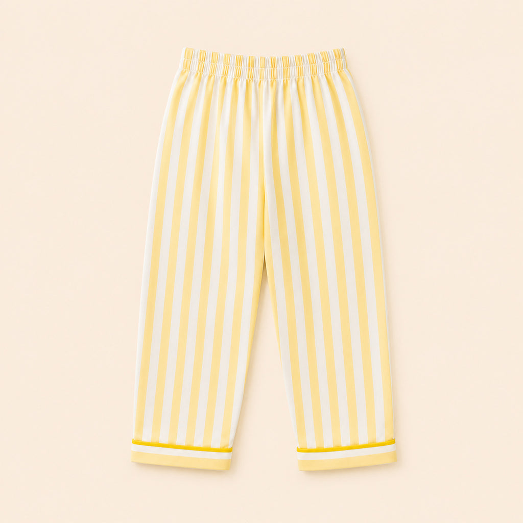Kids yellow striped patch night suit – back view