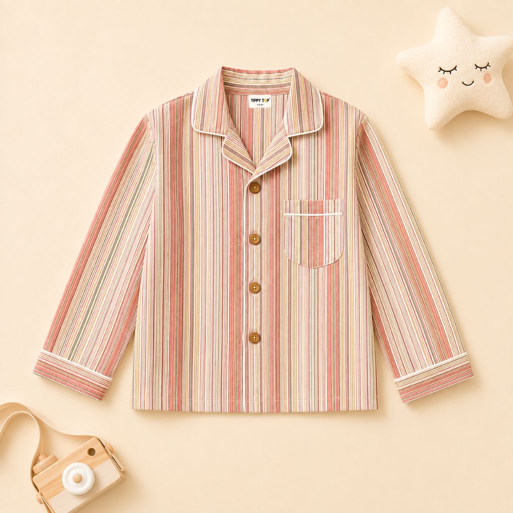 Kids Sunset Striped Cotton Night Suit with Patch