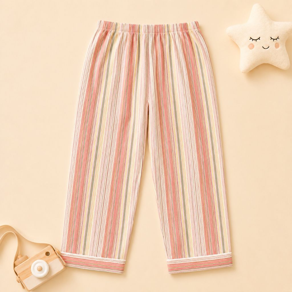 Kids Sunset Striped Cotton Night Suit with Patch