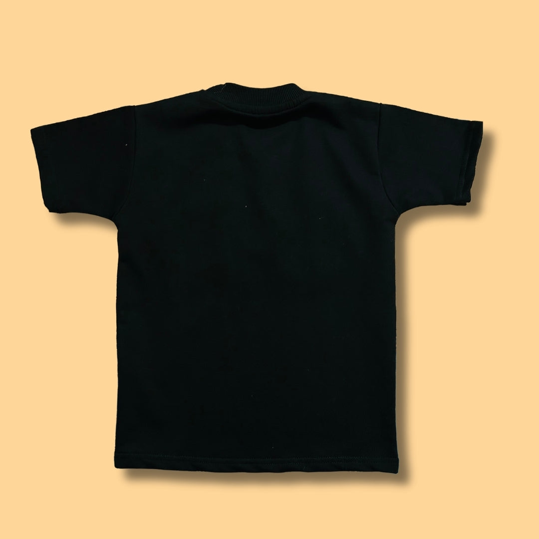 Kids Black “Oops” Smiley Motif T-Shirt