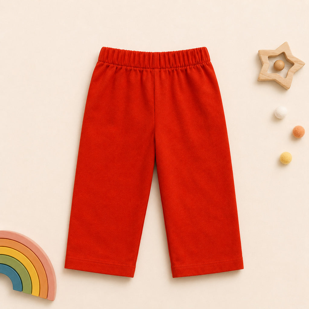 Kids Red Cotton Night Suit with Polka Dot Collar