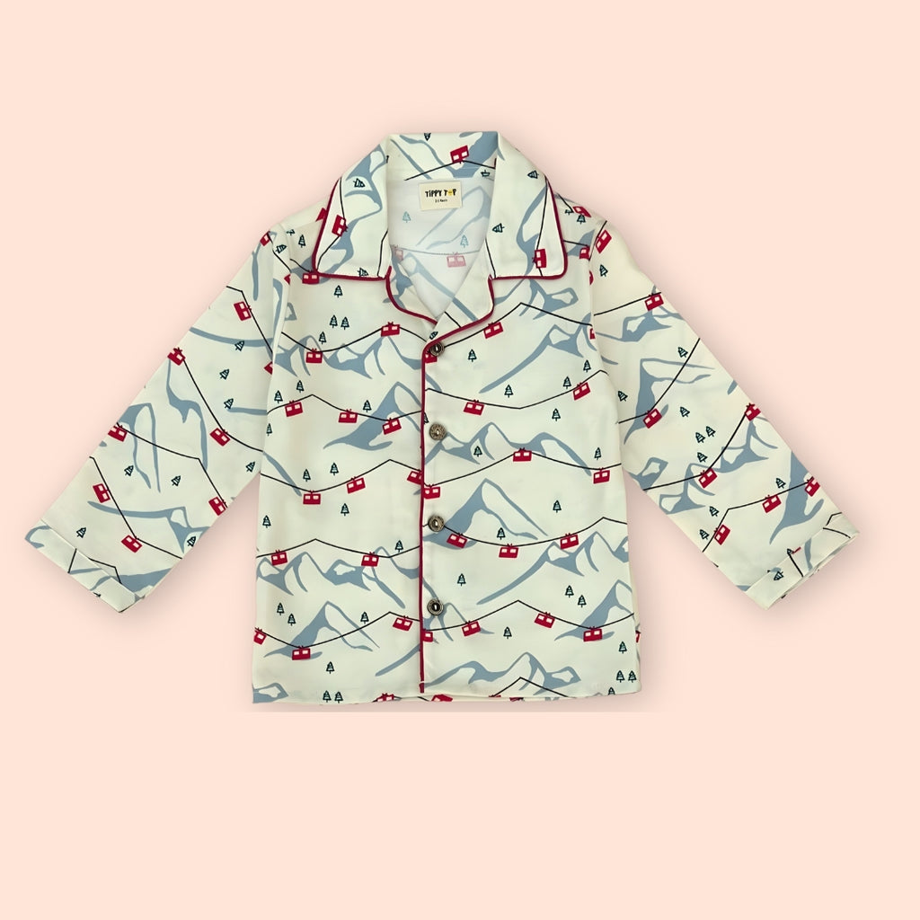 Flannel Pajama Set – Cable Car Print Nightsuit