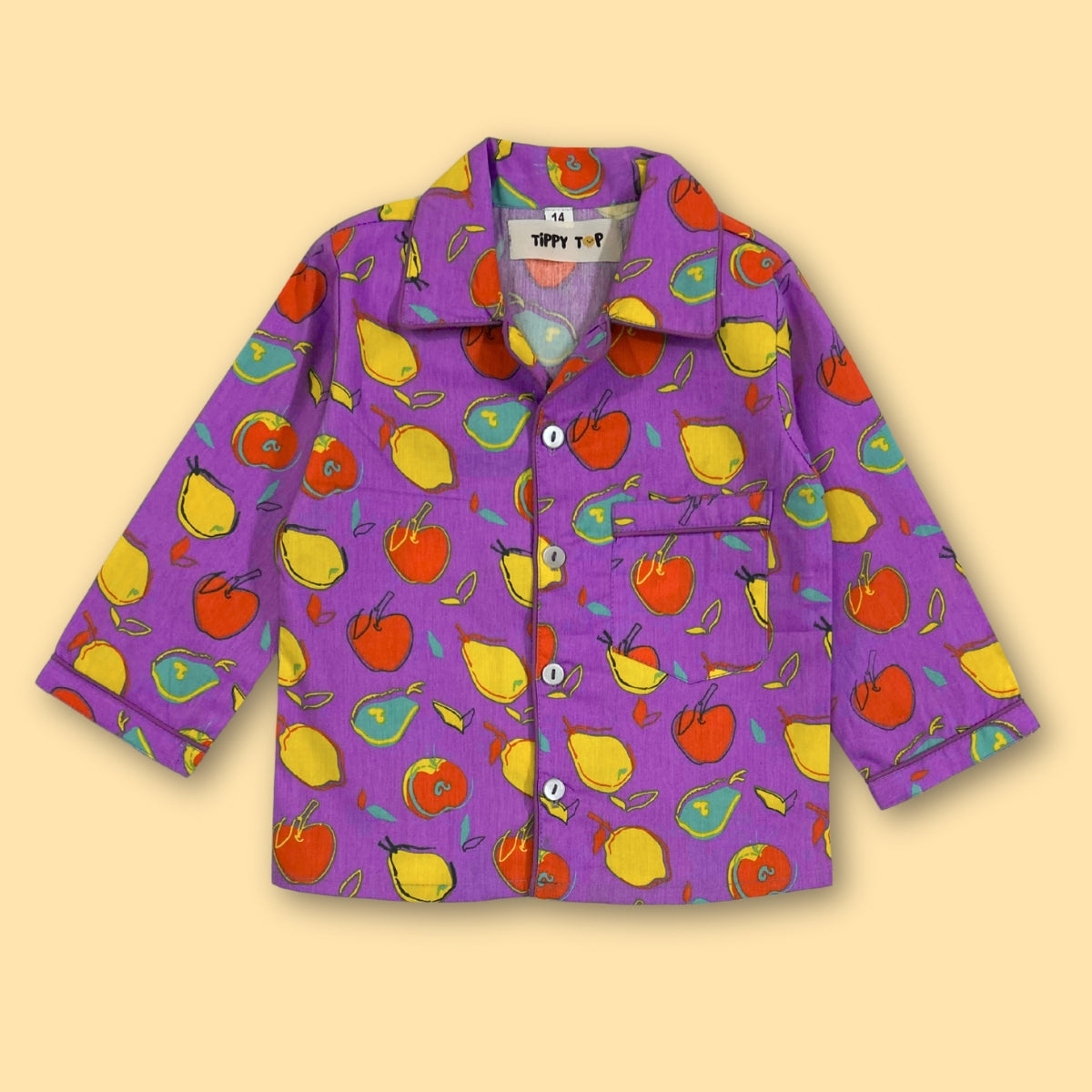 Purple Cotton Fruit Print Night Suit