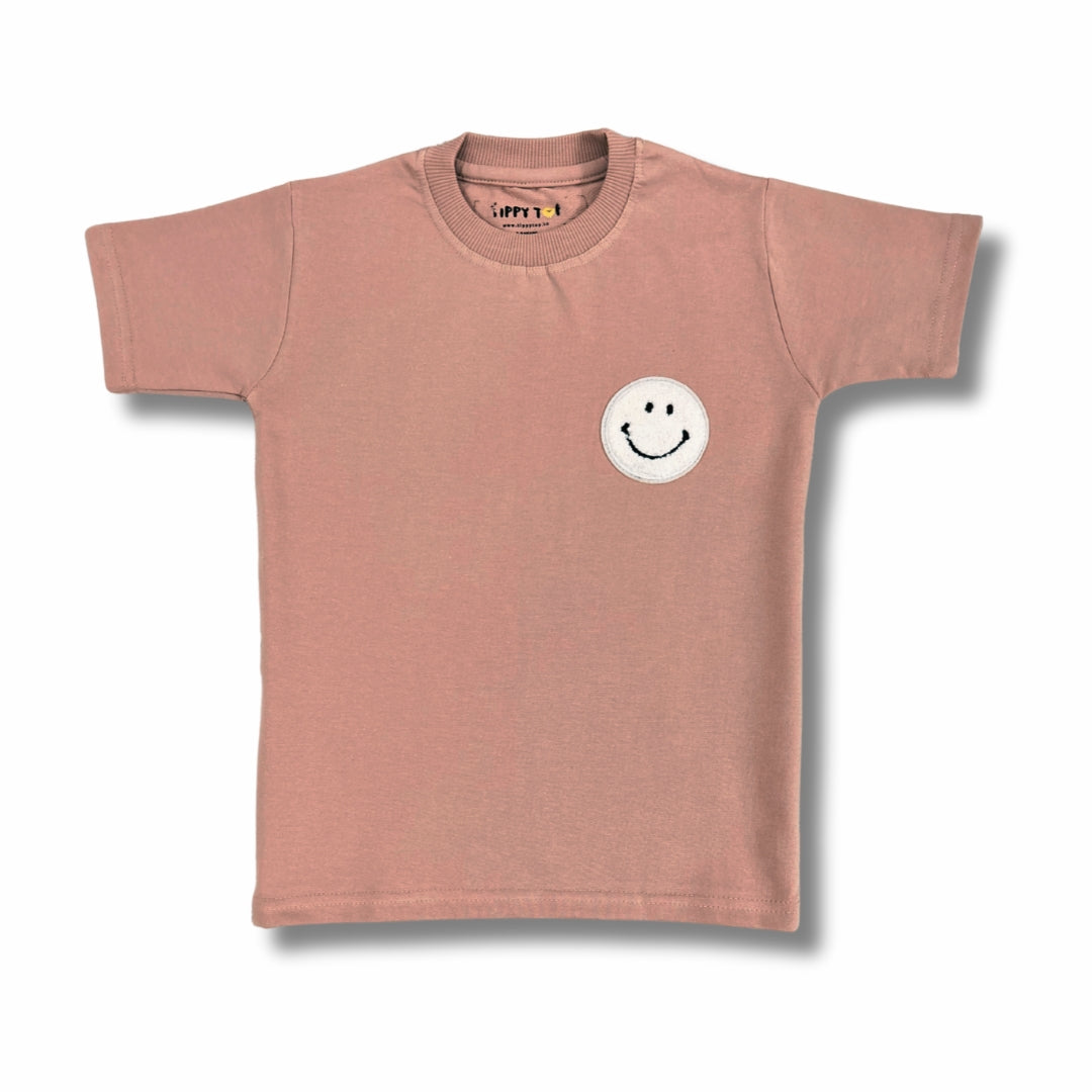 Kids Pink Smiley Patch T-Shirt