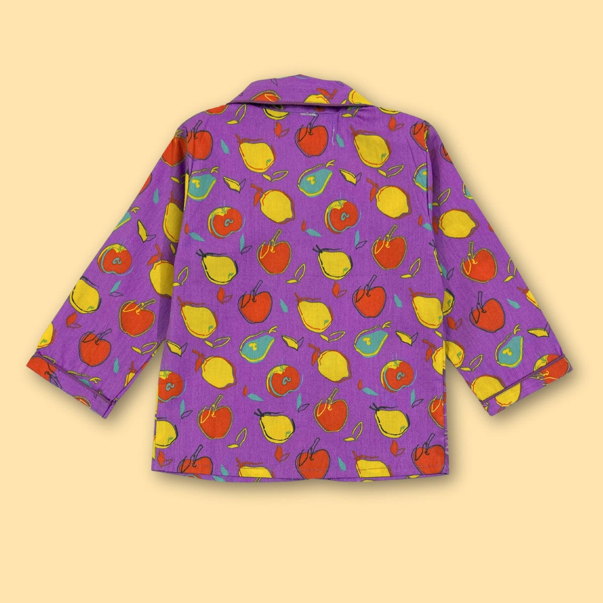 Purple Cotton Fruit Print Night Suit