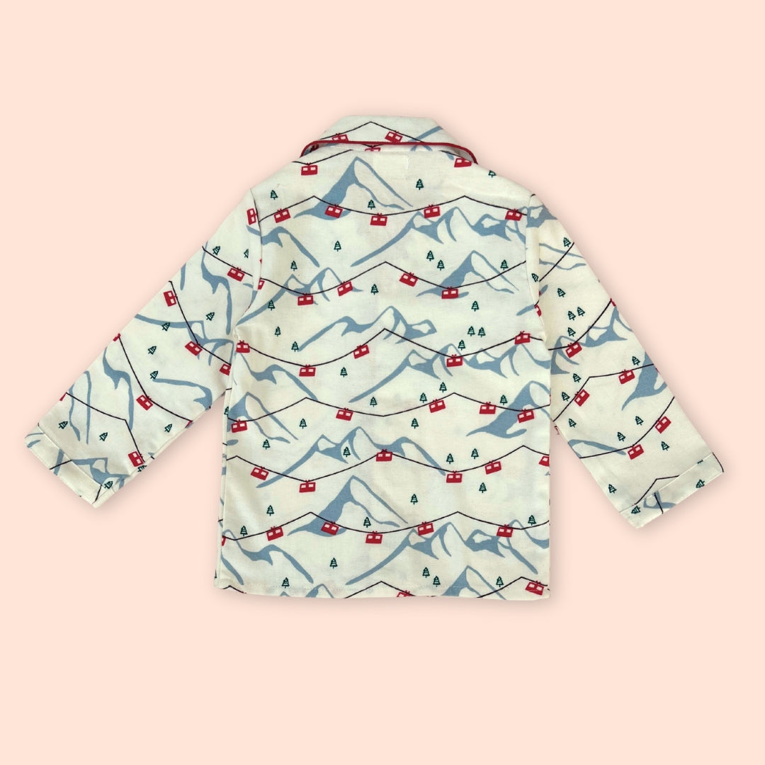 Winter Pajama Set – Cable Car Print Nightsuit