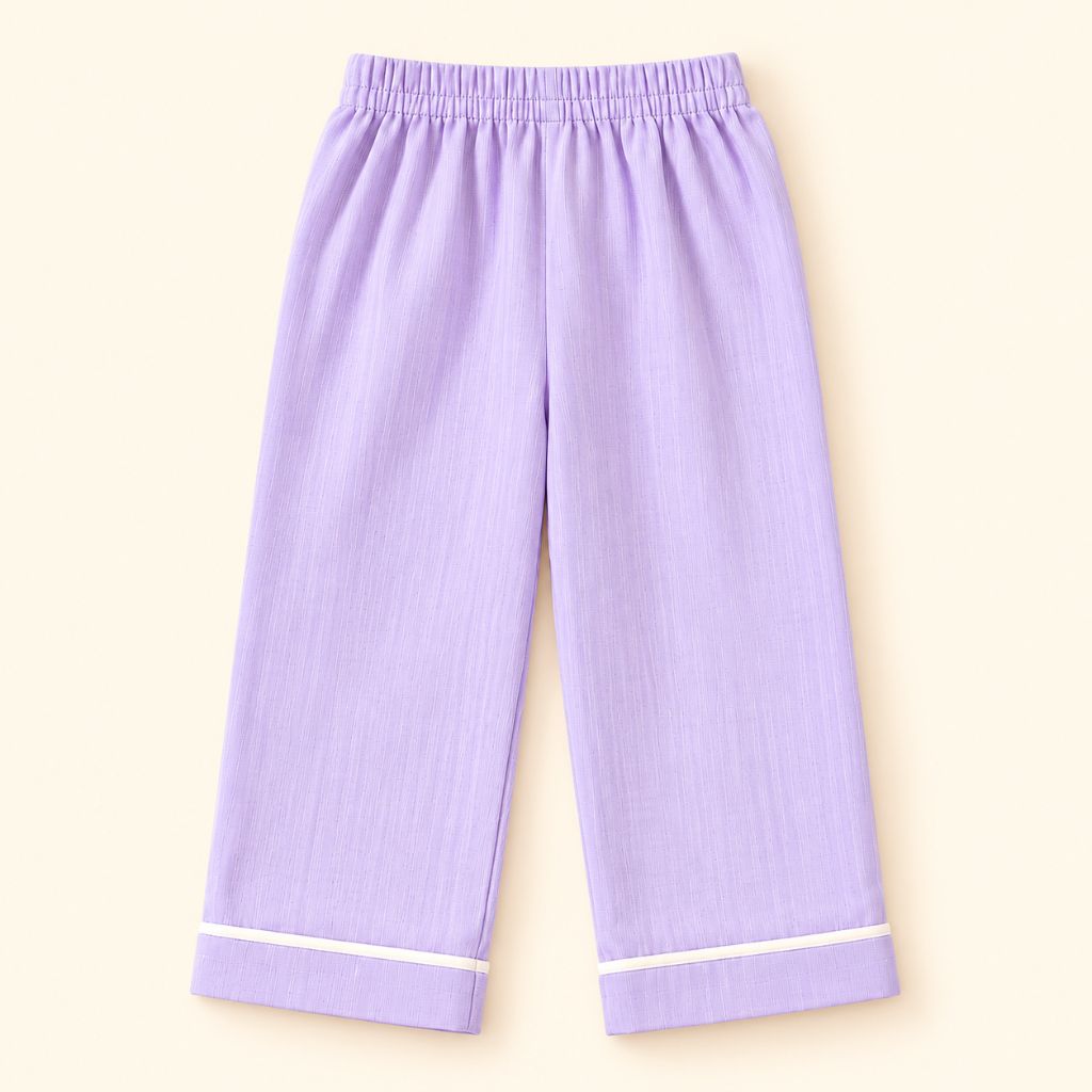 Kids Lavender Cotton Night Suit with Floral Patch