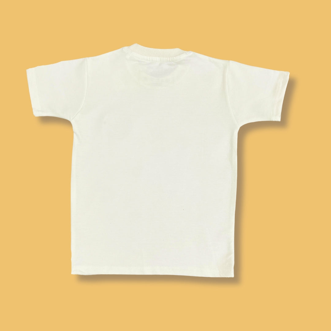 White Cotton T-Shirt with Smiley Patch