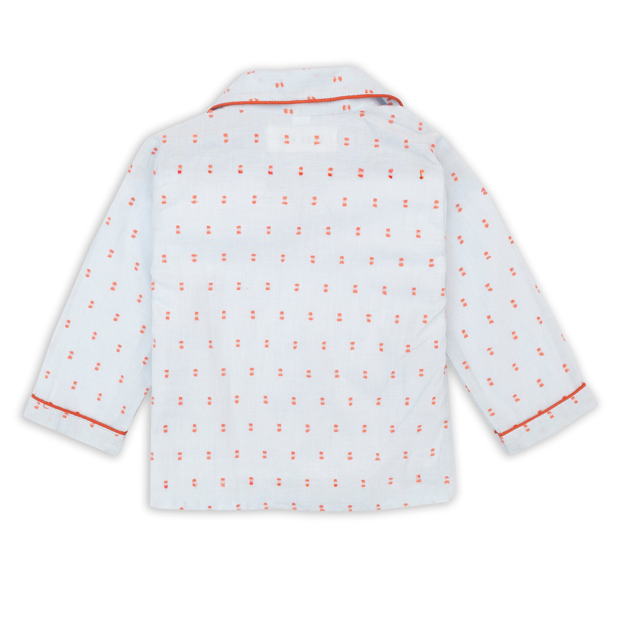 White shirt with red pattern on a white background