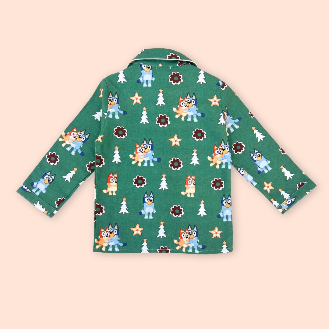 Winter Pajama Set – Green Animal Friends Print Nightsuit