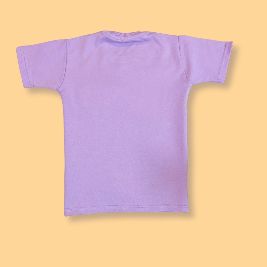 Kids Lavender Cotton T-Shirt with Sequin Mickey Motif