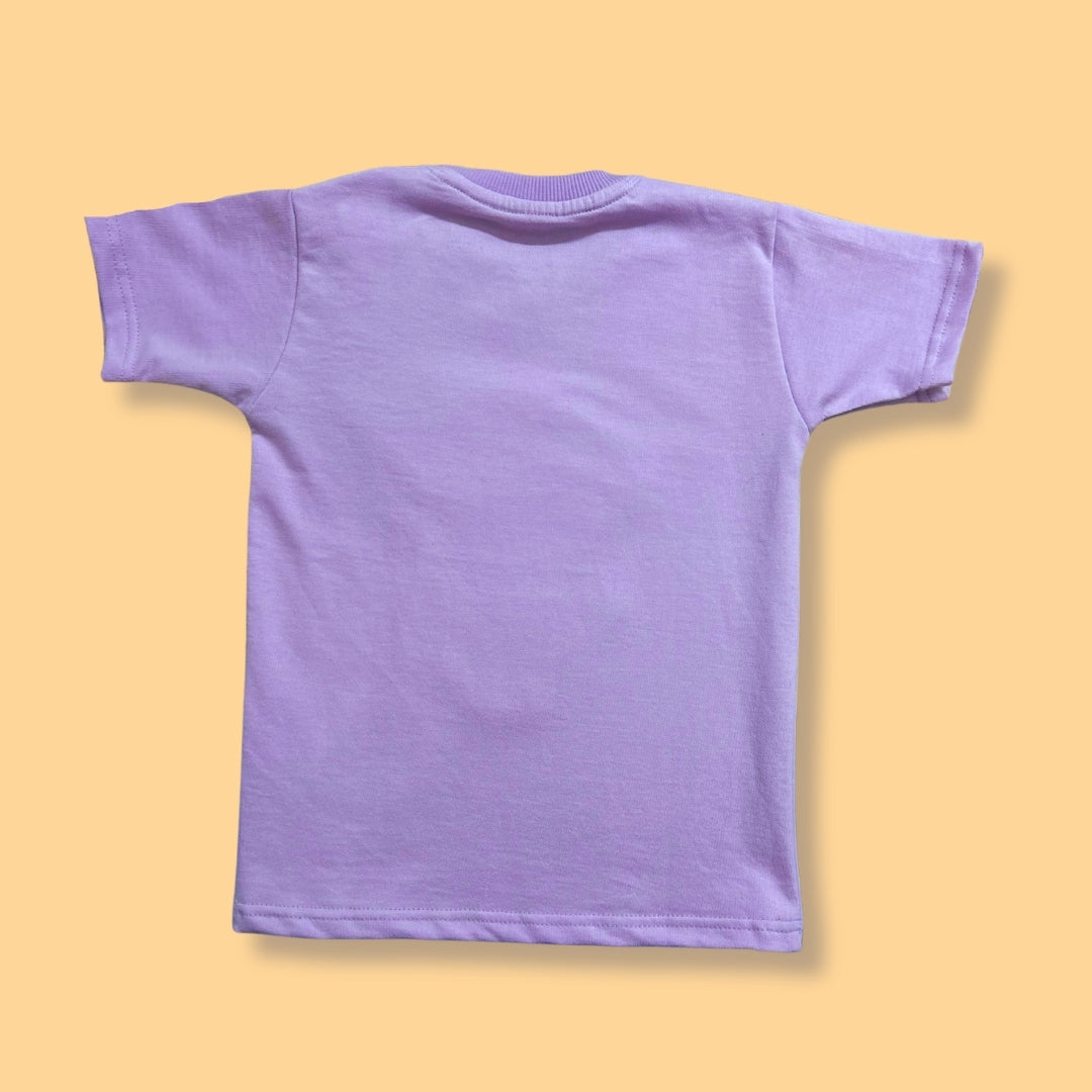 Lavender Cotton Butterfly Motif T-Shirt