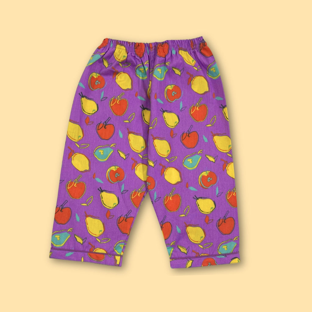 Cotton Printed Night Suit | Purple Fruity