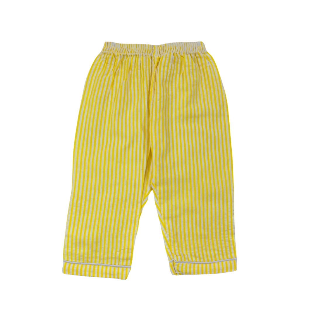 Yellow striped pants on a white background