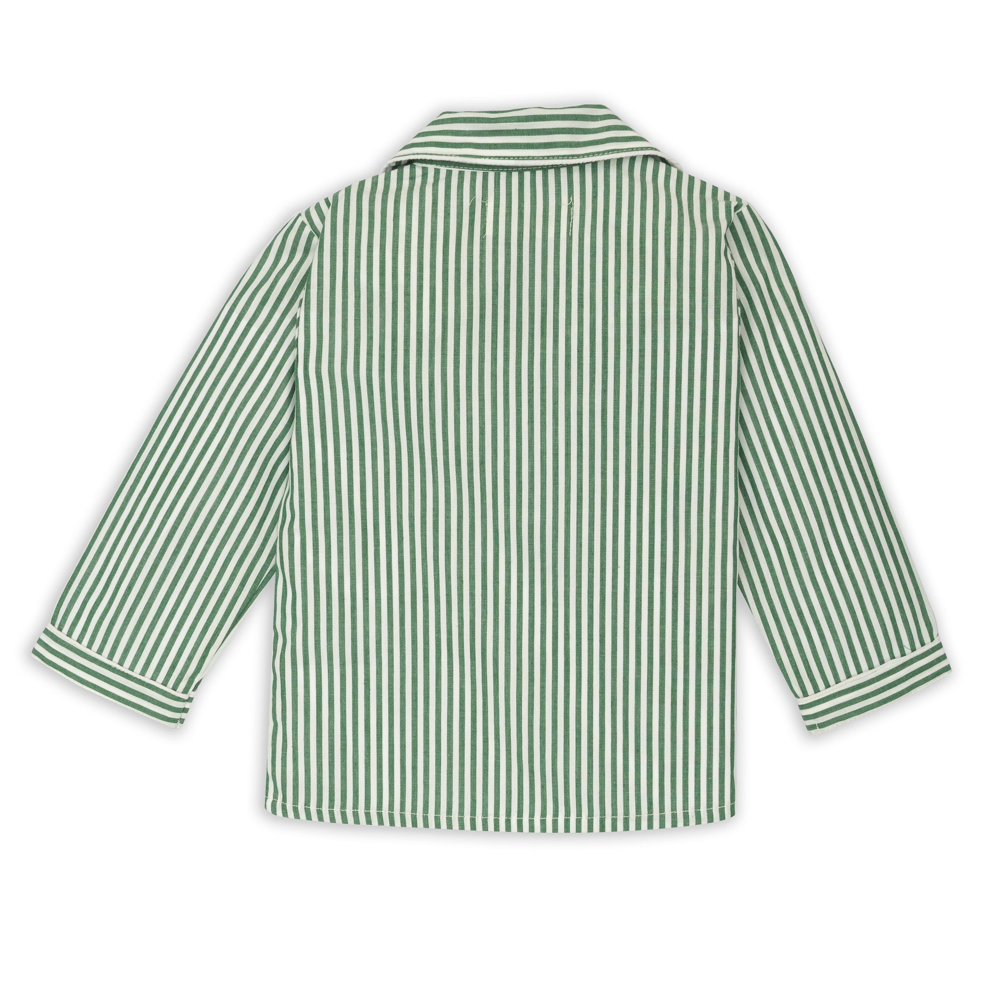 Green Cotton Striped Sun Patch Nightsuit Set
