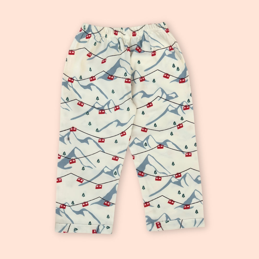 Winter Pajama Set – Cable Car Print Nightsuit