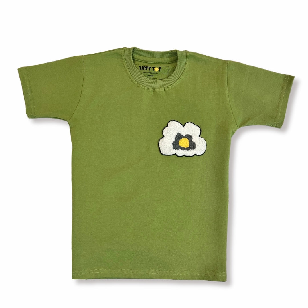 Kids Green Daisy Motif T-Shirt
