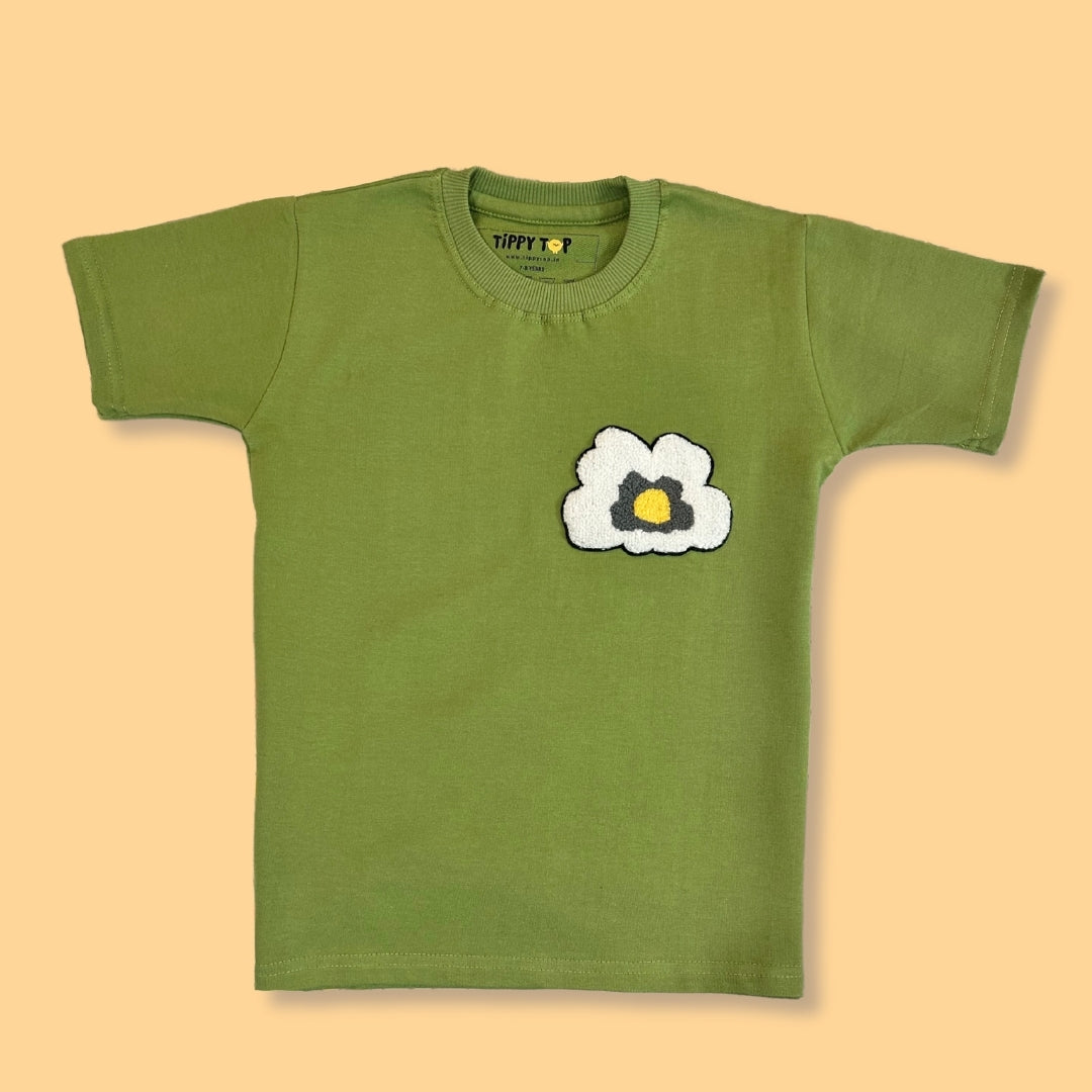 Kids Green Daisy Motif T-Shirt