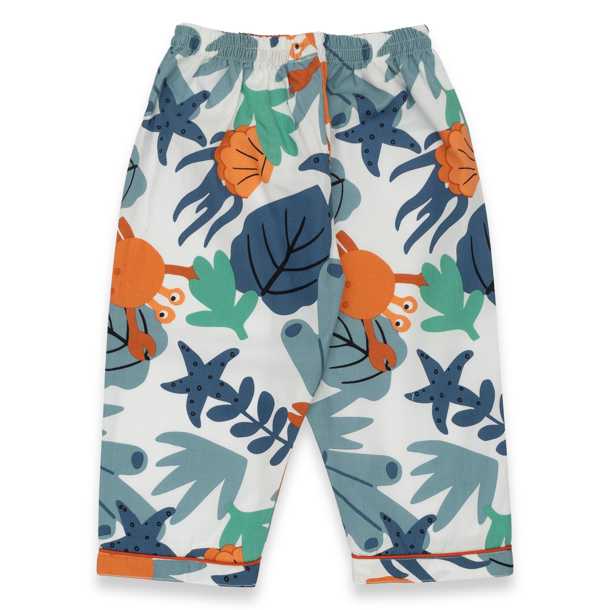 White Cotton Sea Animals Printed Nightsuit Set