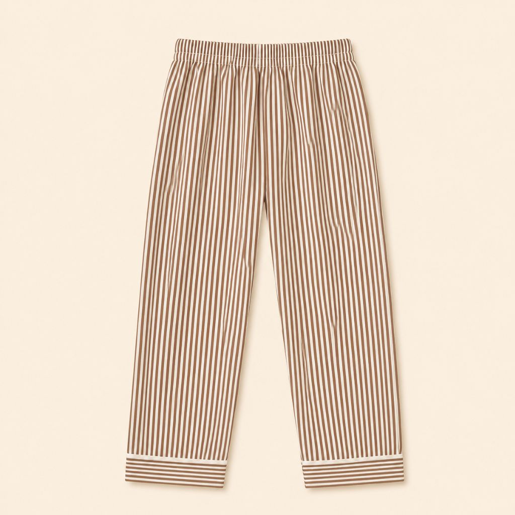 Cotton Brown Stripe Teddy Patch Kids Nightsuit Set