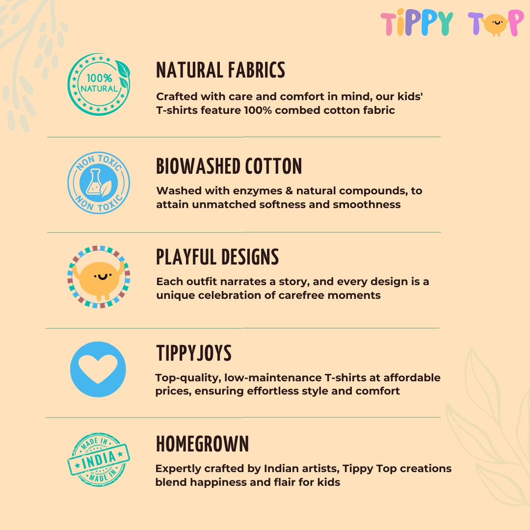 Kids Blue Cotton T-Shirt with Yellow Smiley Motif