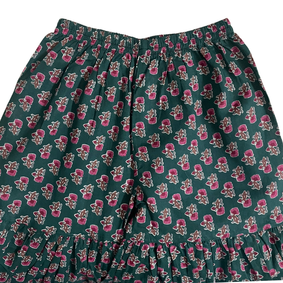 Green Cotton Floral Sharara Set