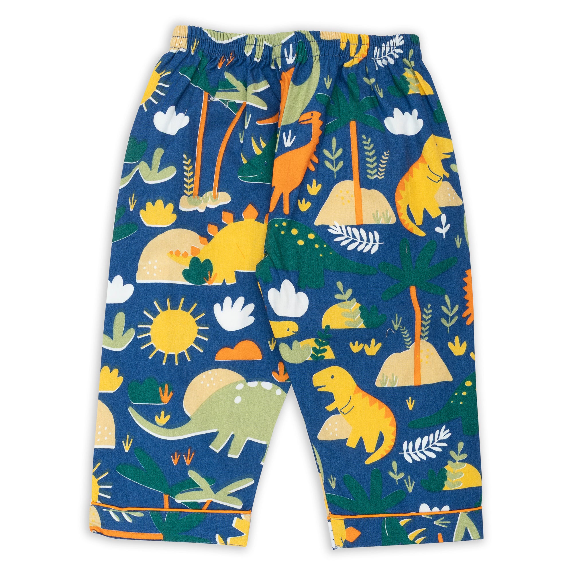 Blue Cotton Dinosaur Printed Nightsuit Set