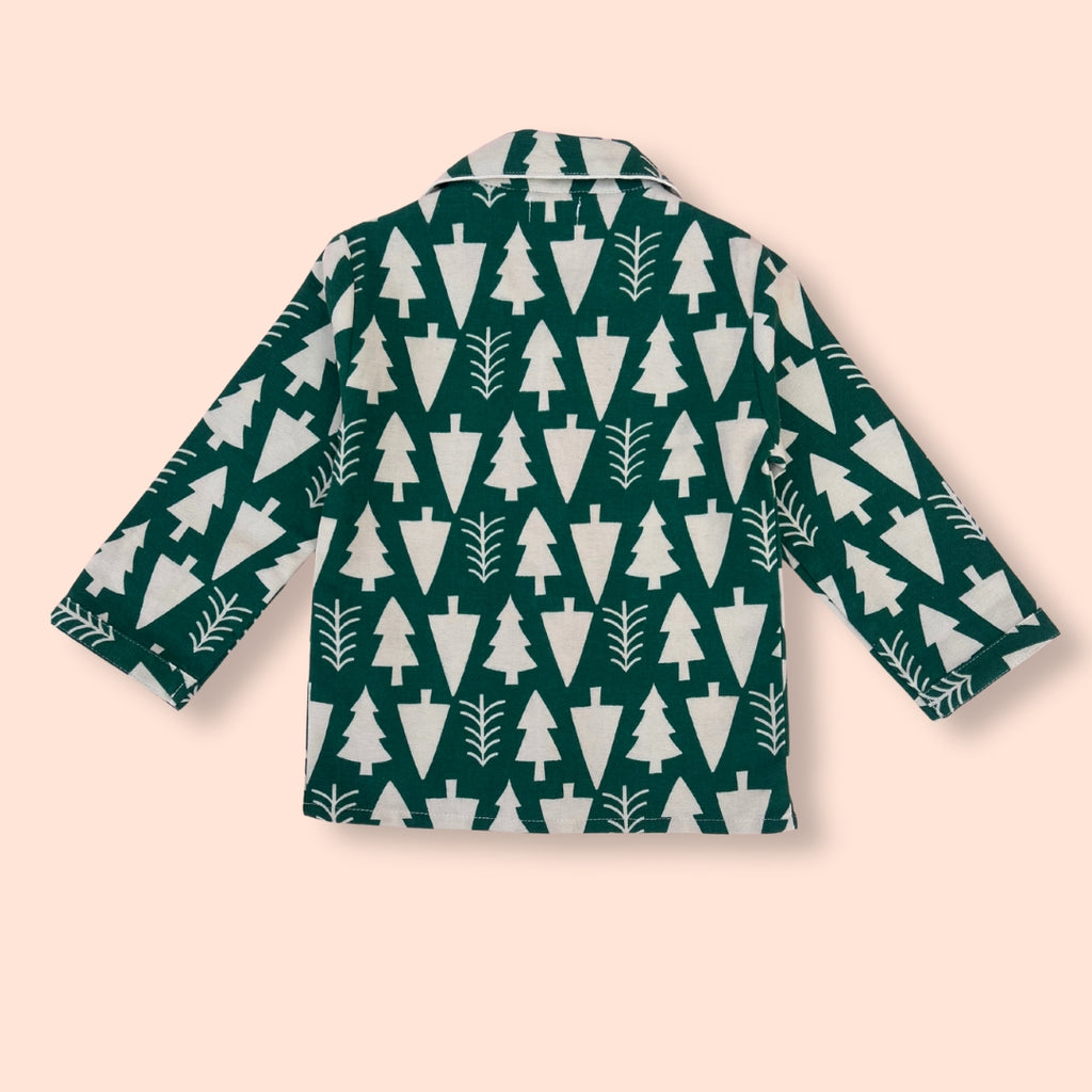 Cotton Flannel Night Suit with Printed Tree