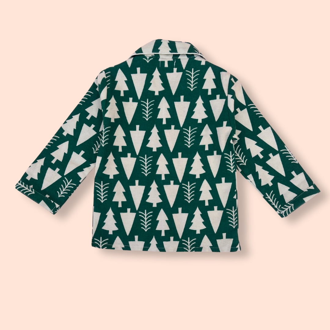 Cotton Flannel Night Suit with Printed Tree