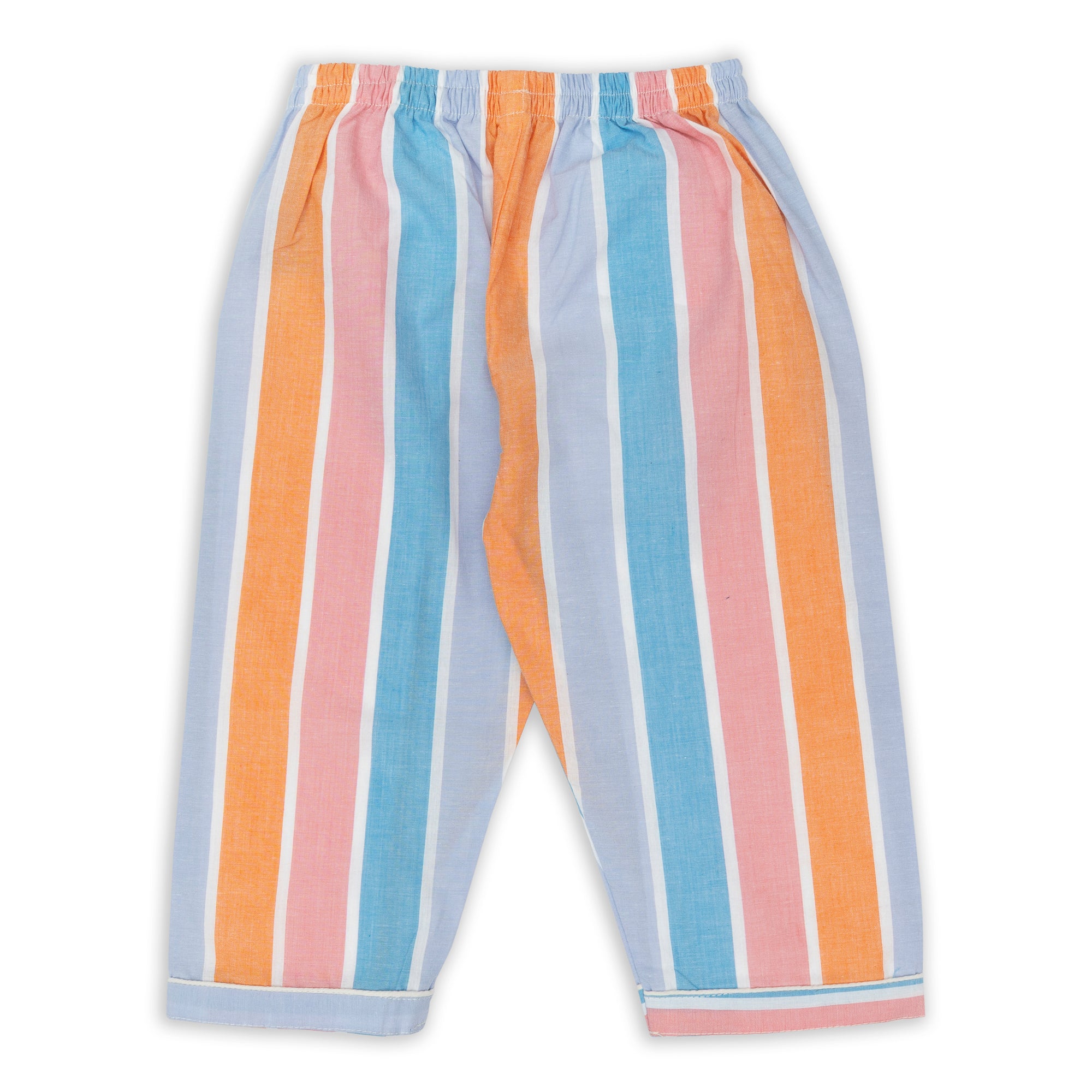 Giraffe ‑ Patch Striped Cotton Nightsuit –  Full‑Sleeves