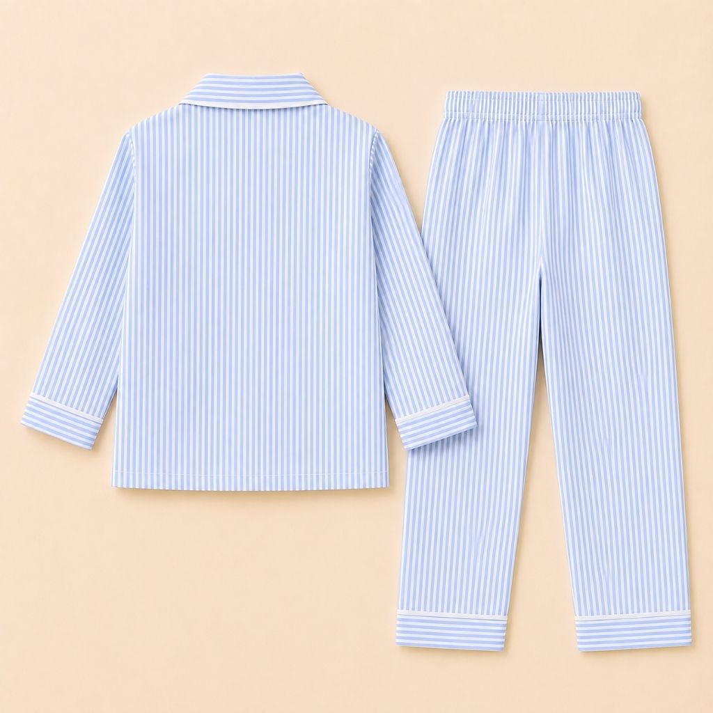 Kids striped monkey patch night suit – back view