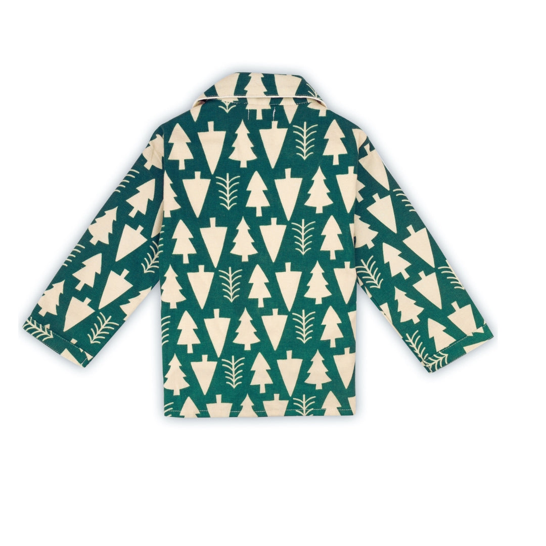 Winter Pajama Set – Green Christmas Tree Print Nightsuit