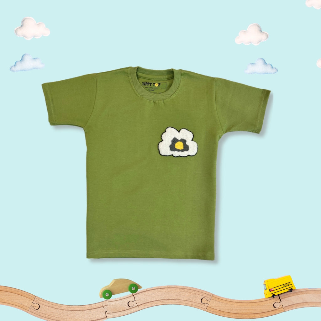 Kids Green Daisy Motif T-Shirt
