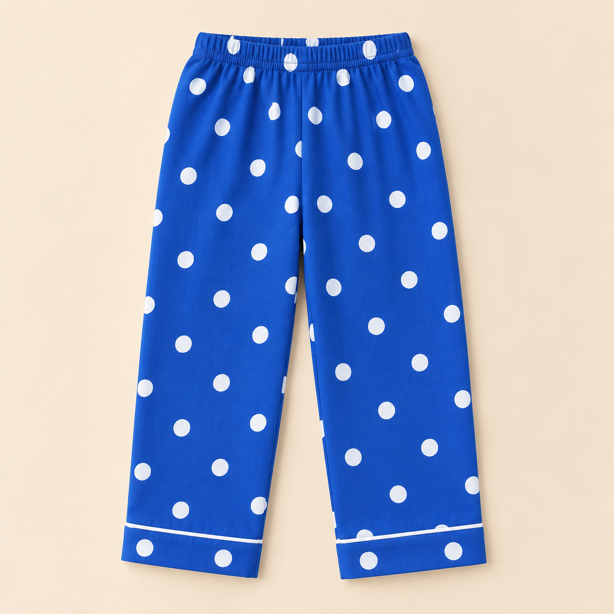Cotton Full Sleeves Blue White Polka Dot Shirt & Pajama Nightsuit Set for Kids