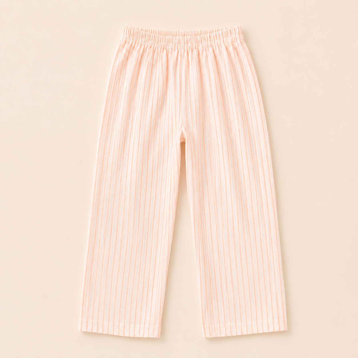 Girls Cotton Summer Stripe Coord Set with Textured Shirt & Wide Leg Pants