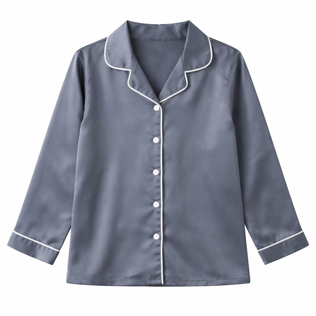 Grey Satin Night Suit Set | Soft Sleepwear