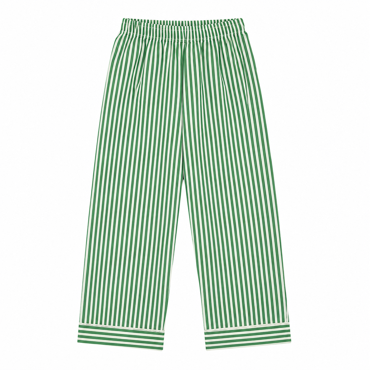 Green Cotton Striped Sun Patch Nightsuit