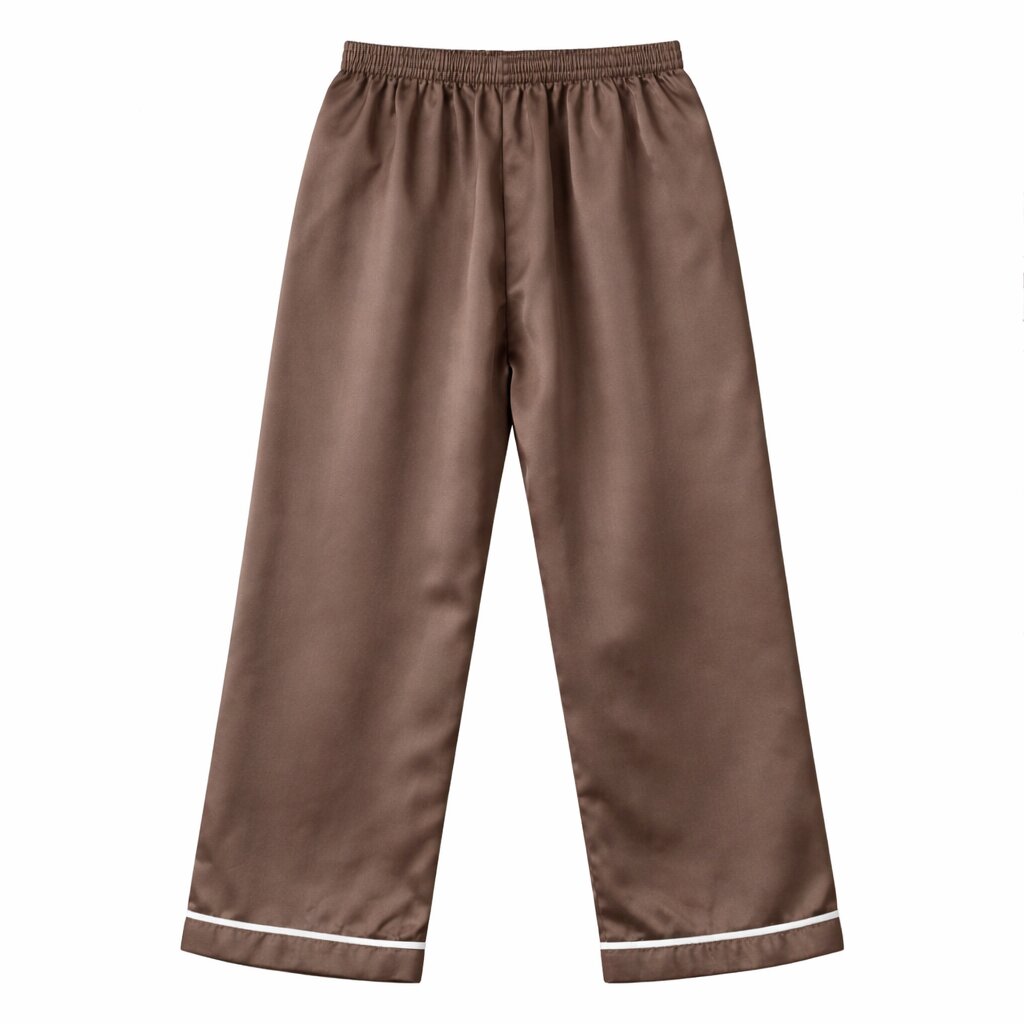 Girls Coffee Brown Satin Night Suit Set | Luxury Sleepwear