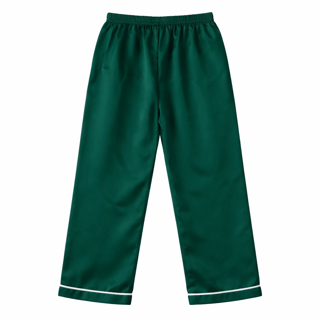 Girls Deep Green Satin Night Suit Set | Luxury Sleepwear