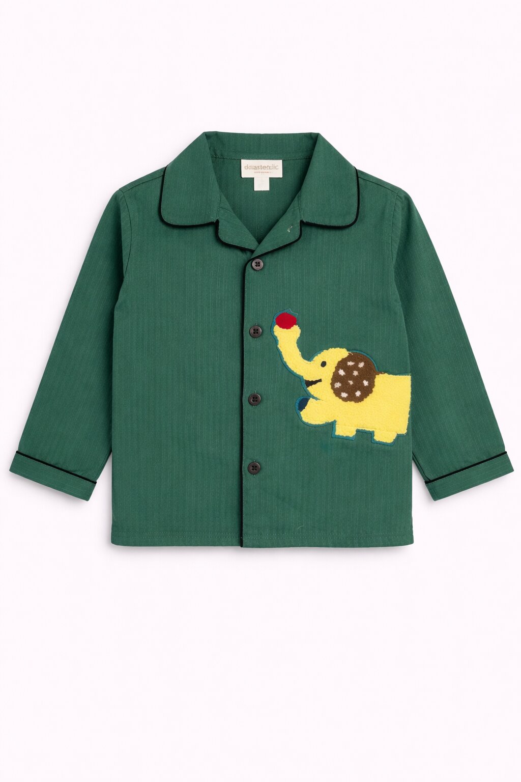 Green Cotton Night Suit with Elephant Patch
